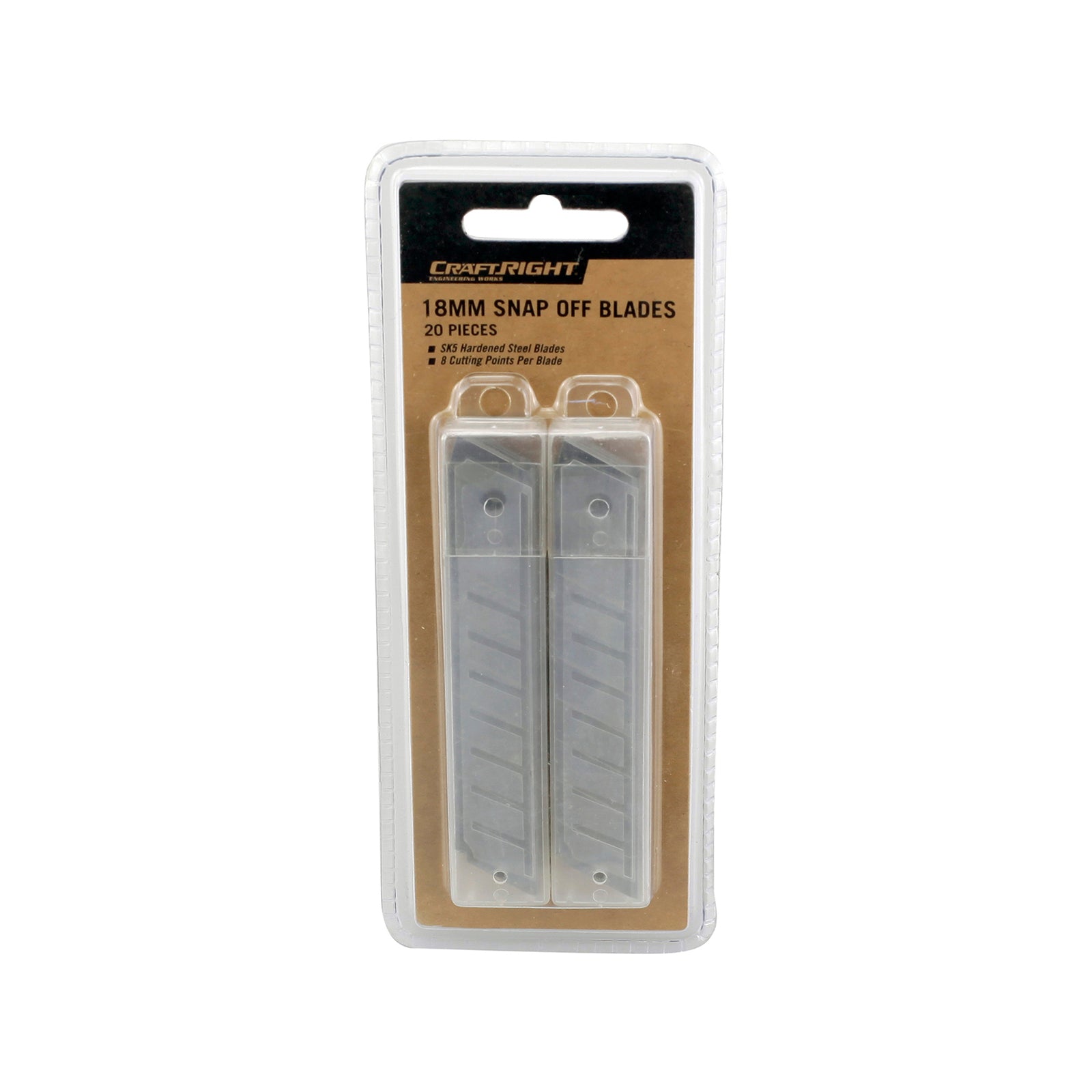 Craftright 18mm SK5 Snap-Off Knife Blade - 20 Pack