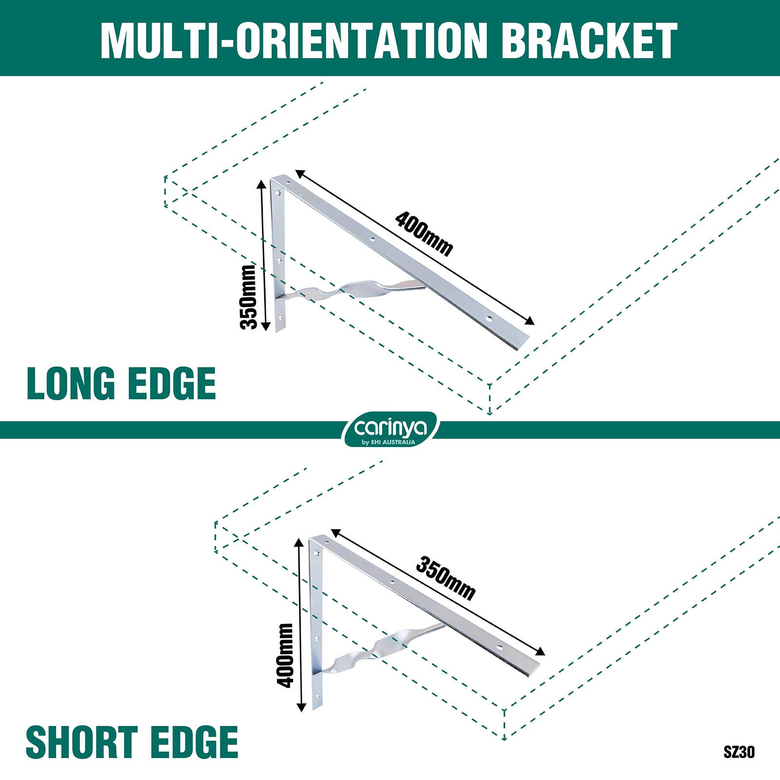 Carinya 400 x 350mm Zinc Plated Steel Twisted Stay Bracket 300kg