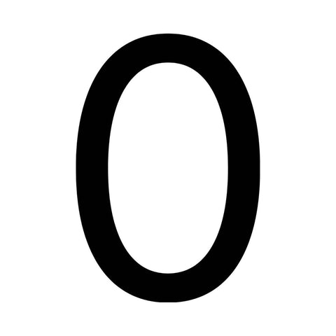 Numero Black Vinyl Transfer Number 0 Self-Adhesive Weather Resistant House Number