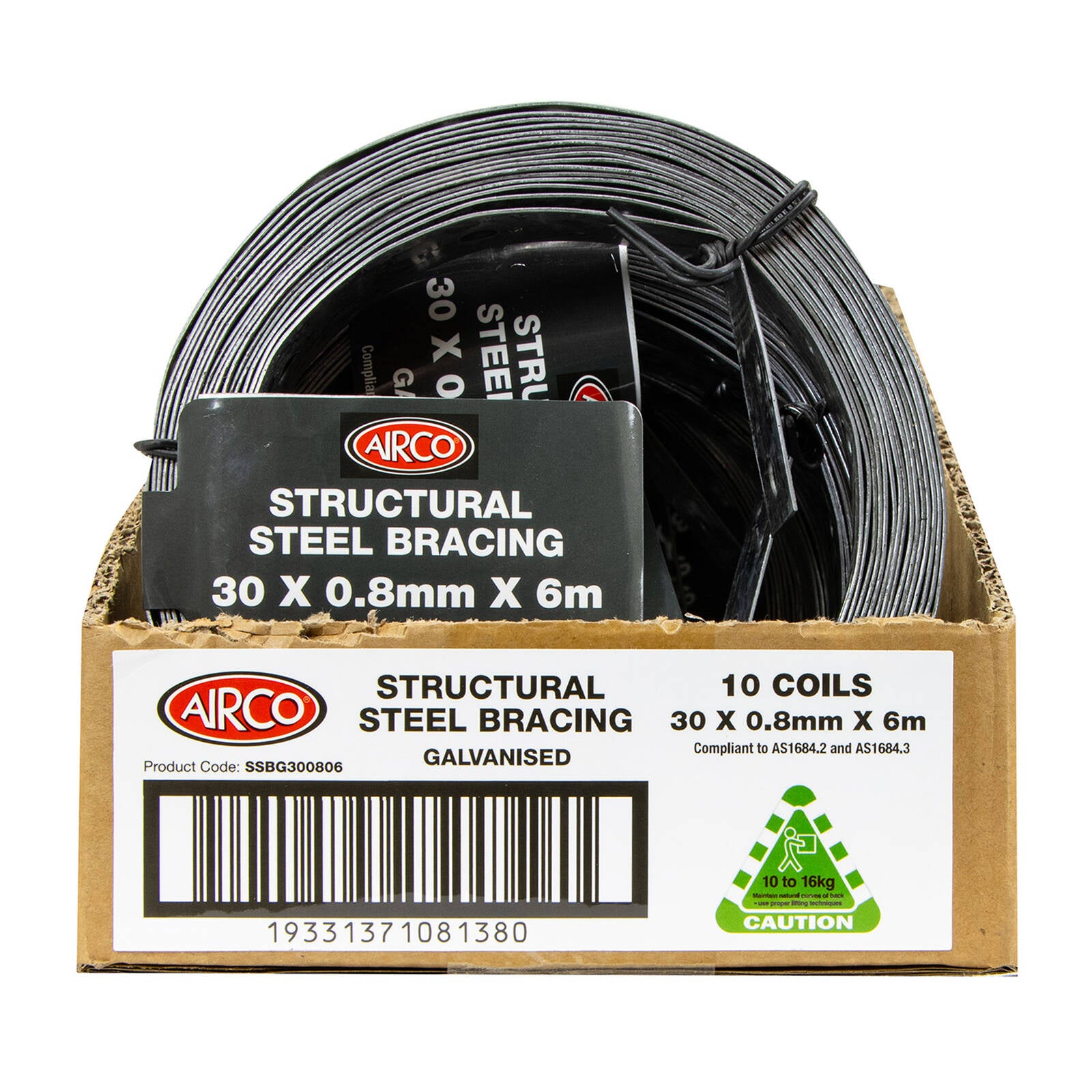 Airco 30 x 0.8mm x 6m Structural Galvanised Strapping with Pre-Punched Holes