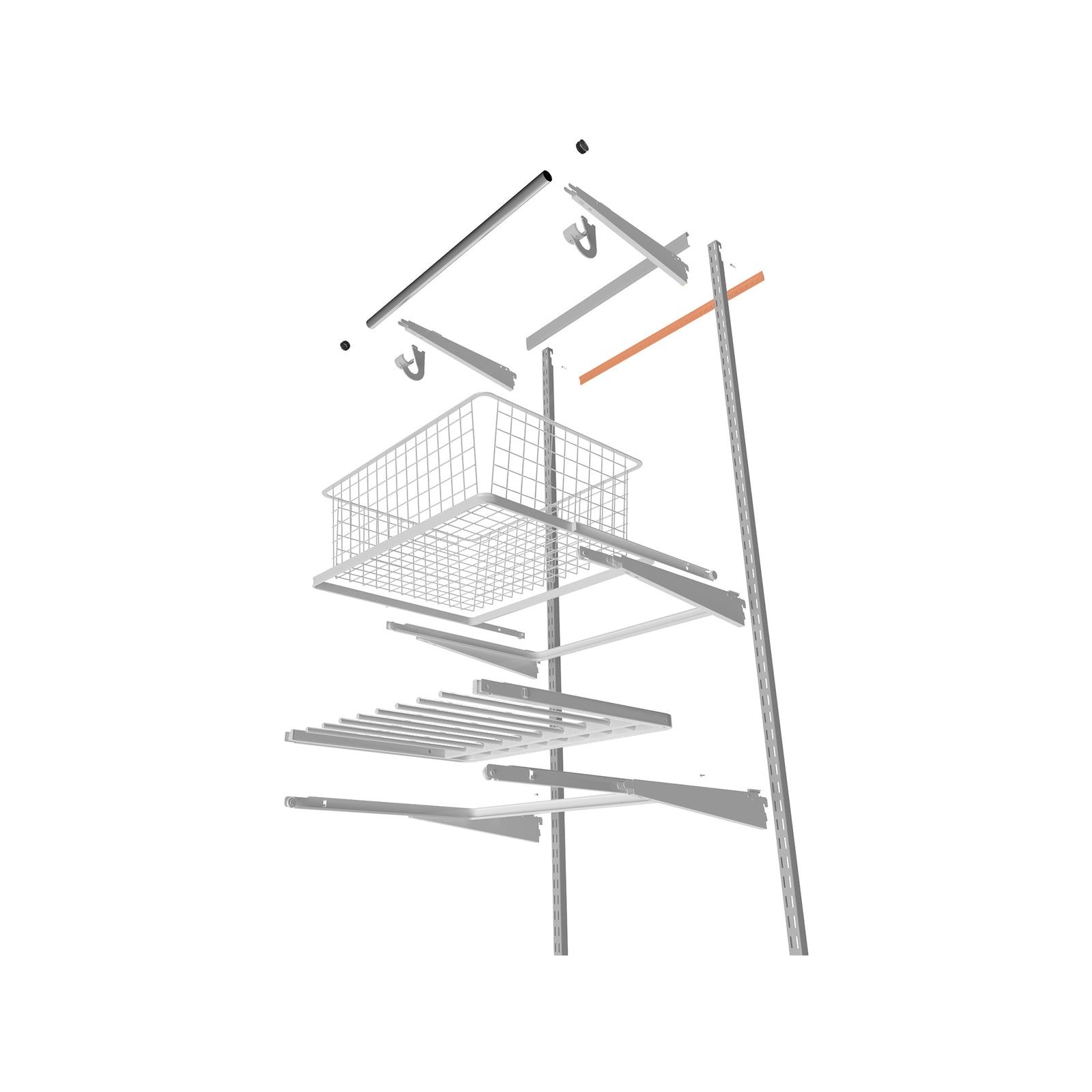 Flexi Storage Home Solutions White Double Slot Hang Track - 667mm Steel Wall Mount Rail