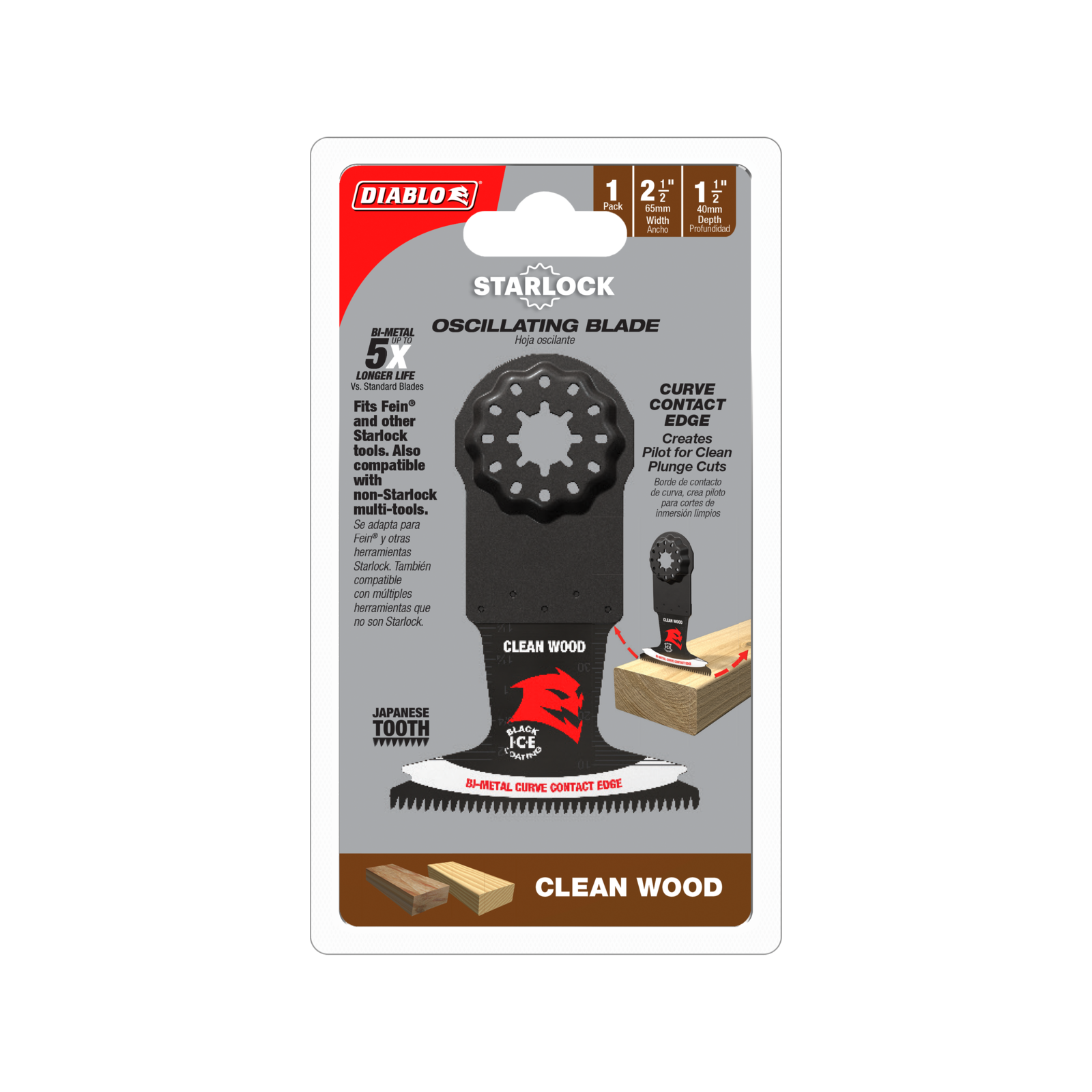 Diablo 65mm Starlock Bi-Metal Multi-Tool Plunge Cutting Blade - Clean Wood