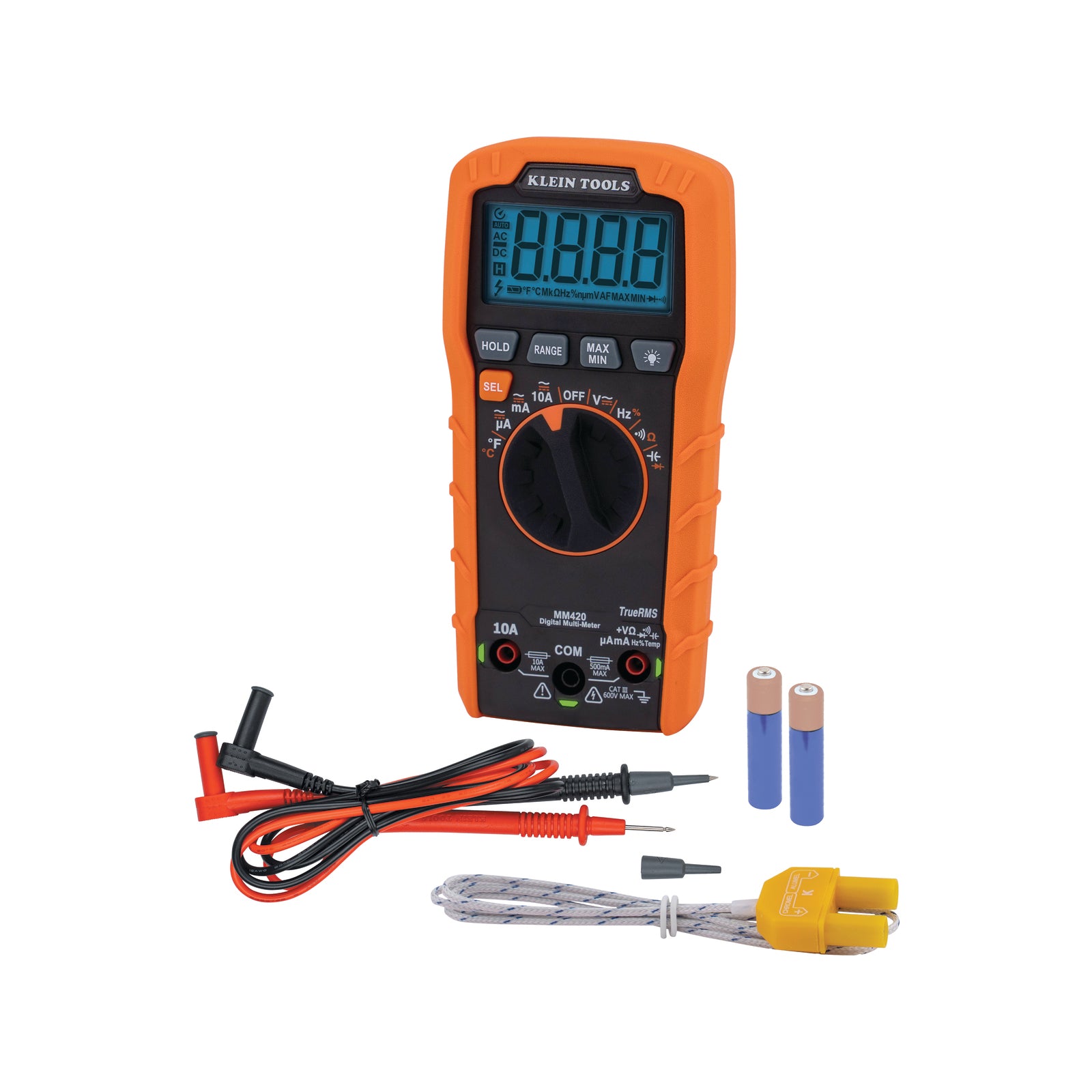 Klein Tools 600V 10A Auto Ranging TRMS Digital Multimeter with Temperature MM420