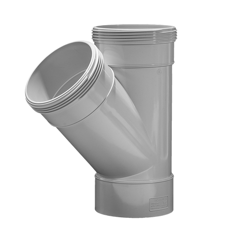 Holman 100mm 45° Female and Female PVC DWV Plain Junction, Underground Rated, Grey