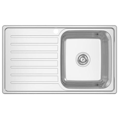 Abey EC Single Bowl Sink with Left Hand Drainer - 21.6L Bowl - SUS304 Stainless Steel - EC100R