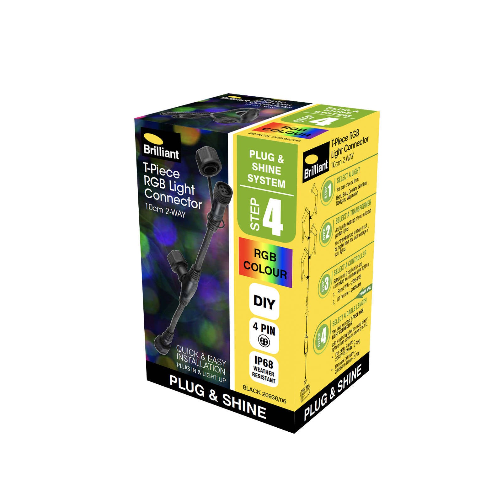 Brilliant 12V Black T-Piece RGB Garden Light Connector 20936/06