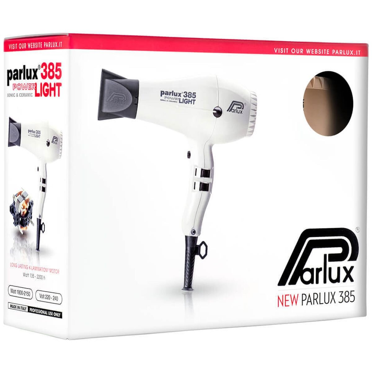 Parlux 385 Powerlight Ceramic and Ionic Hair Dryer 2150W - Gold - Italian Engineering - 150085