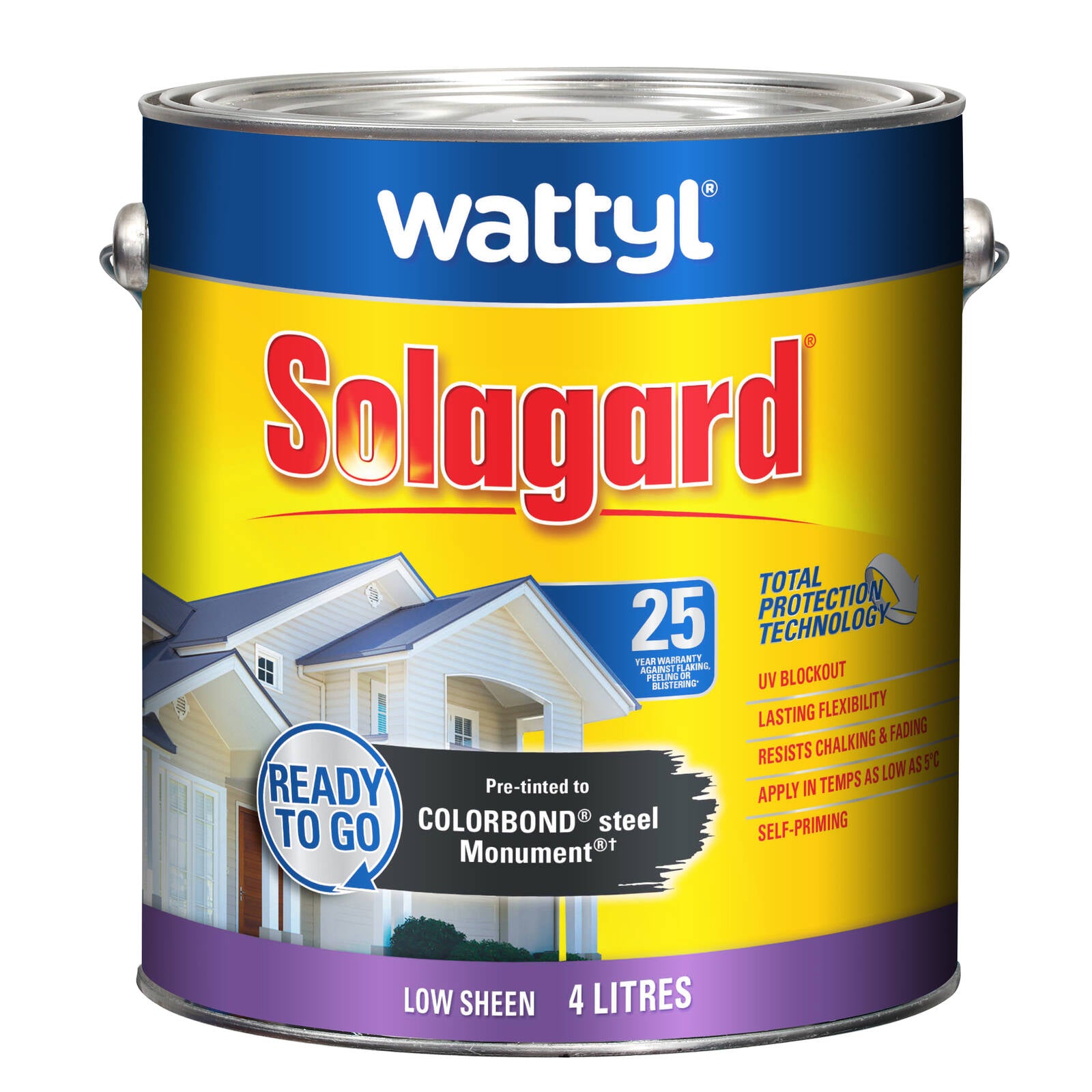 Wattyl Solagard Monument Low Sheen Pre-tinted Exterior Paint 4L UV Resistant Outdoor