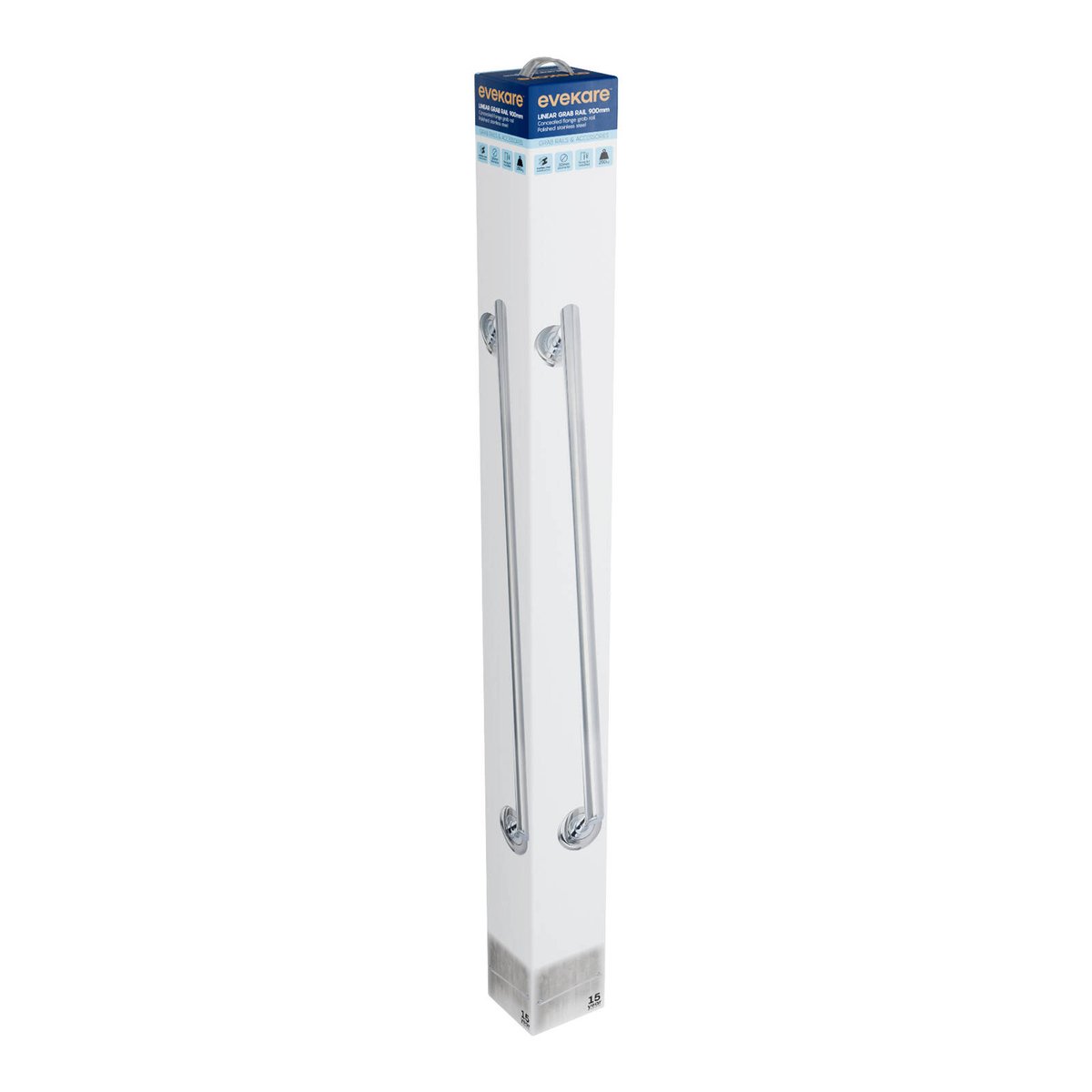 Evekare 900mm Polished Stainless Steel Linear Grab Rail - Durable - Concealed Flange - 250kg Weight Rating - SuperSaverAU - view 2