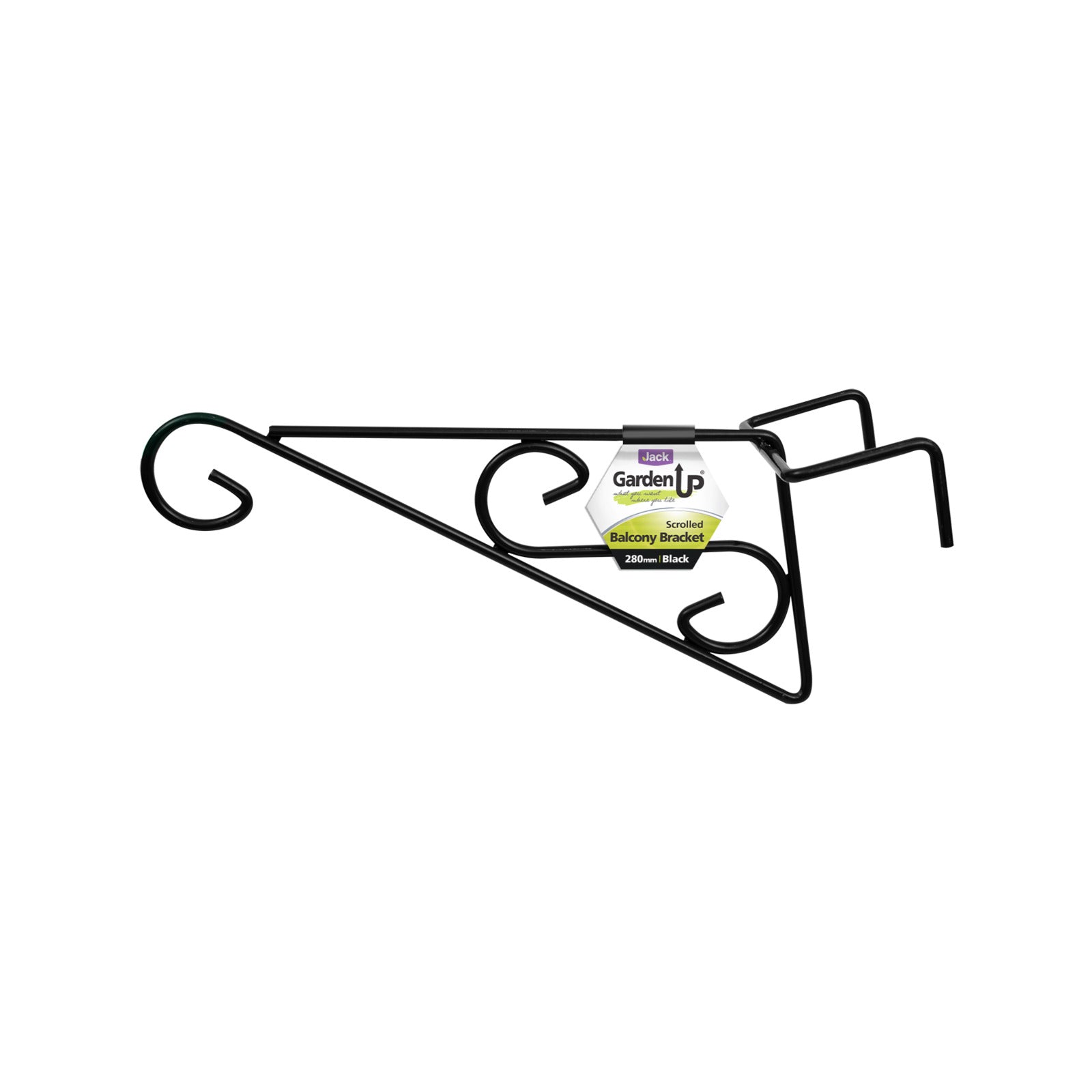 Jack 280mm Black Scrolled PVC Coated Steel Wall Bracket, Outdoor