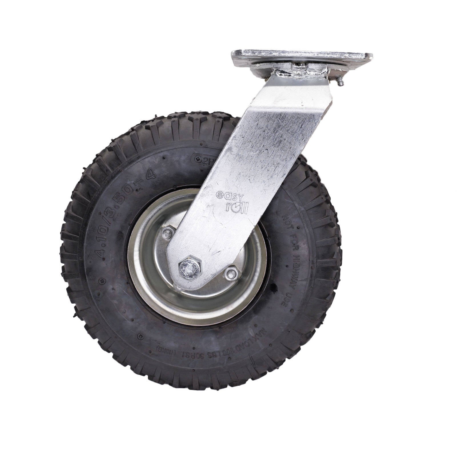 Easyroll 260mm Black Pneumatic Swivel Plate Castor, Outdoor, 140kg
