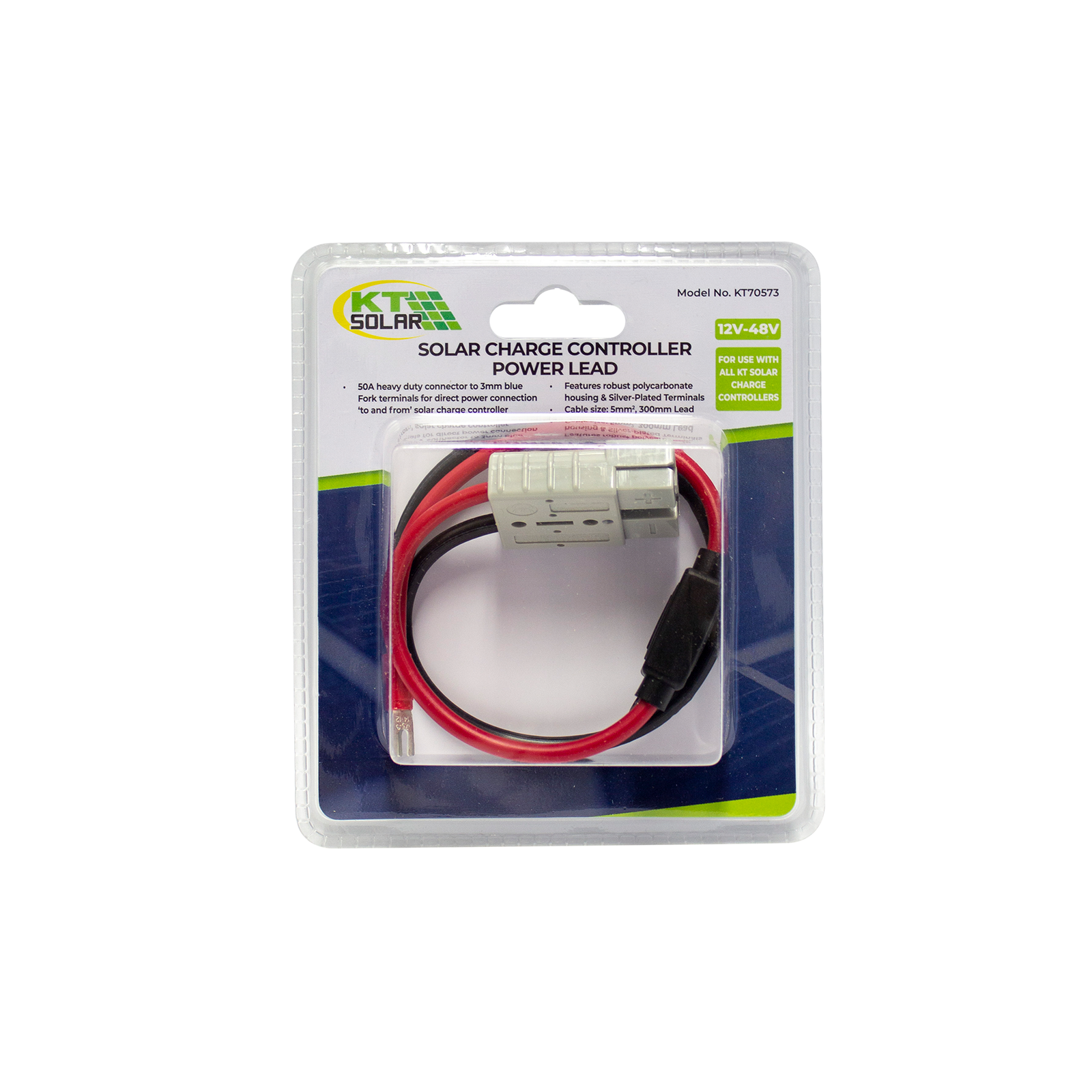 KT Solar HD 50A Connector to 3mm Red Fork Terminals with 20A Fuse KT70573