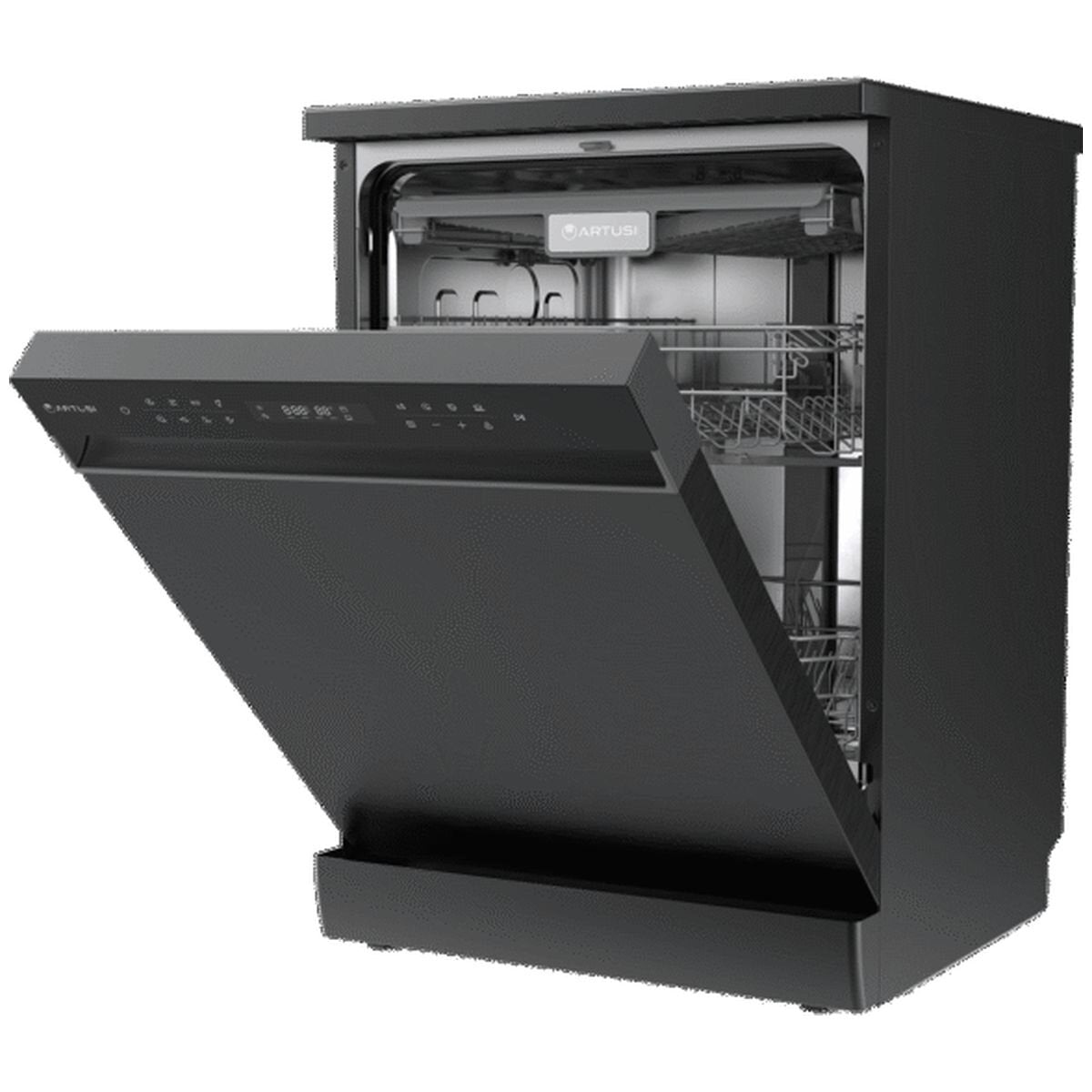 Artusi 60cm Freestanding Dishwasher 15 Place Settings - Matte Black, 8 Programs, Touch Controls - ADW5009MB