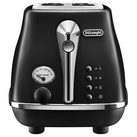 DeLonghi Icona Capitals 2 Slice Toaster - Auckland Black, Electronic Browning Control - CTOC2003BK