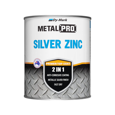 Dy-Mark MetalPro Silver Zinc Metal Paint 1L - Anti-Corrosive Silver Primer & Top Coat