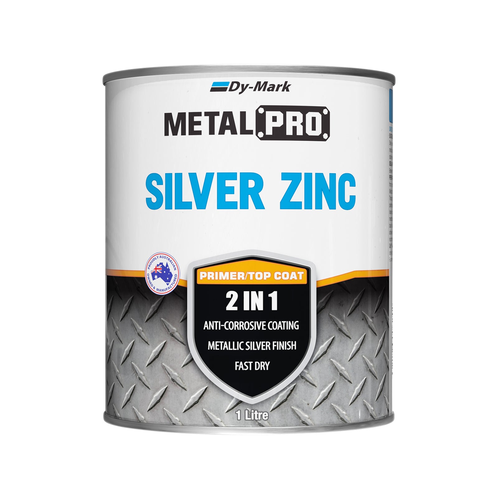 Dy-Mark MetalPro Silver Zinc Metal Paint 1L - Anti-Corrosive Silver Primer & Top Coat