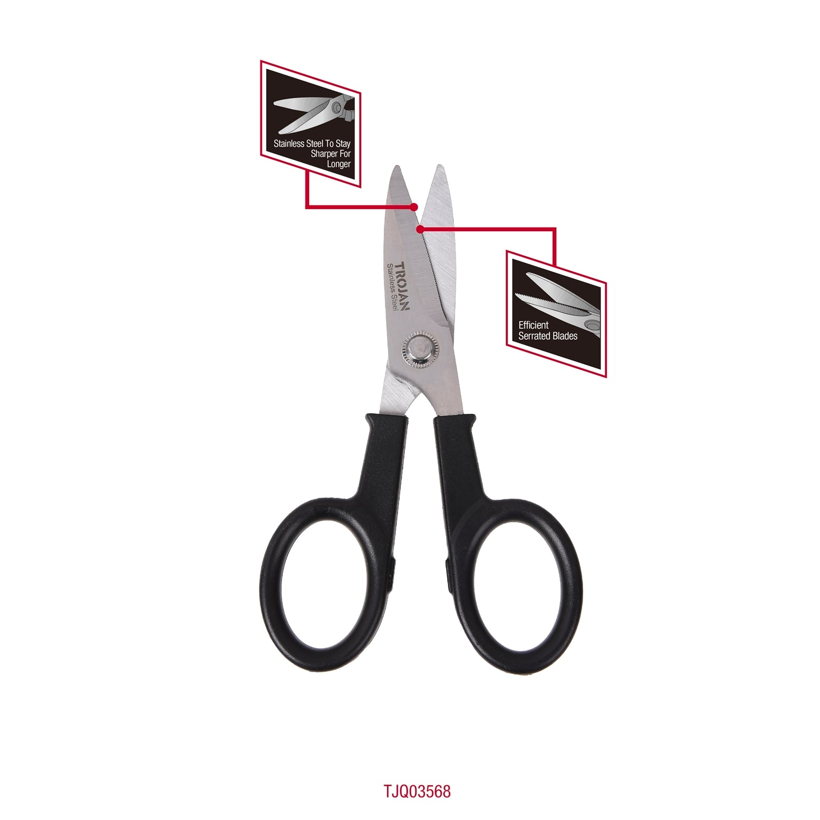 Trojan 140mm Heavy Duty Stubby Scissors Stainless Steel