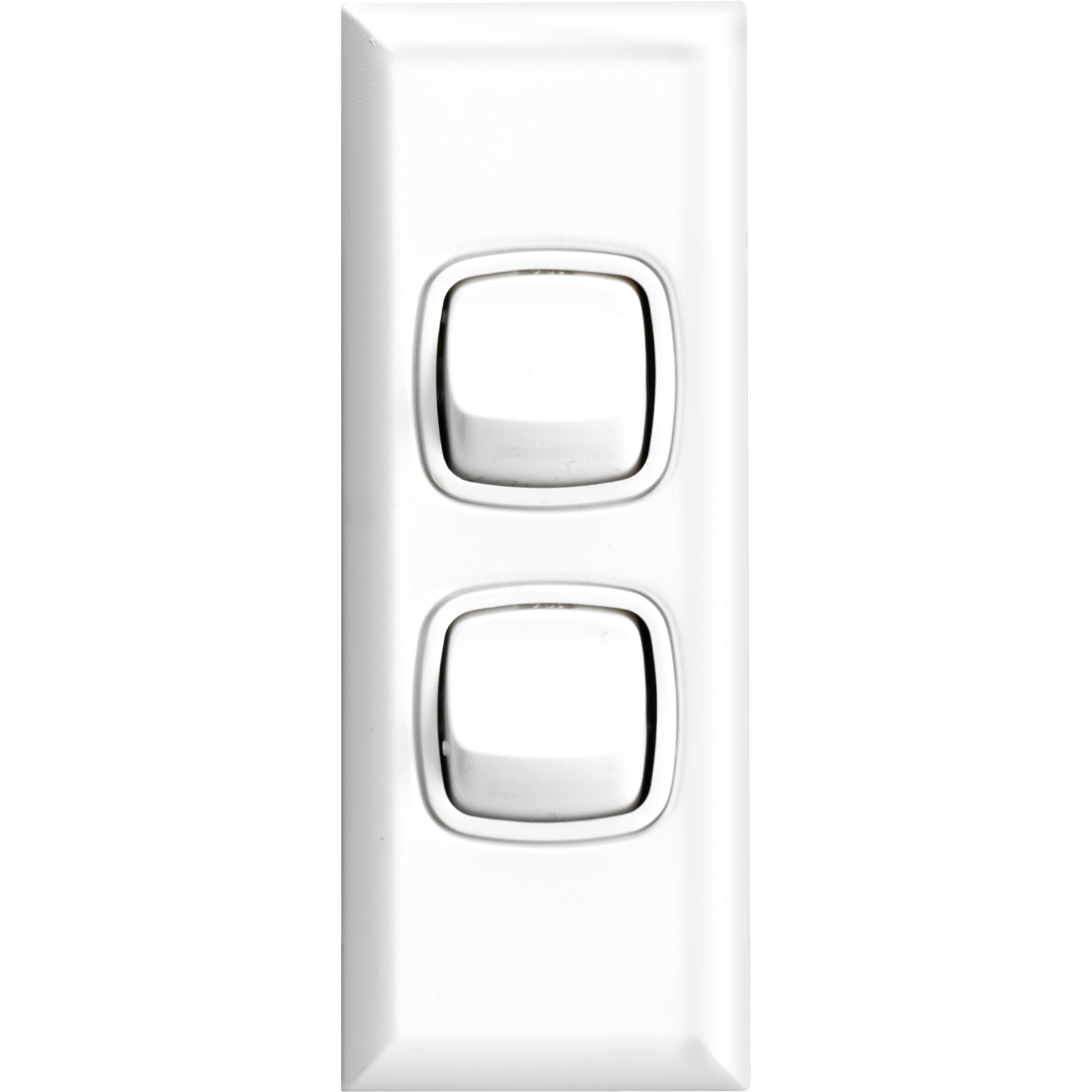 HPM EXCEL 2 Gang Architrave Switch - Matt White 10A 240V ABS Indoor CDXLA770/2WEWE