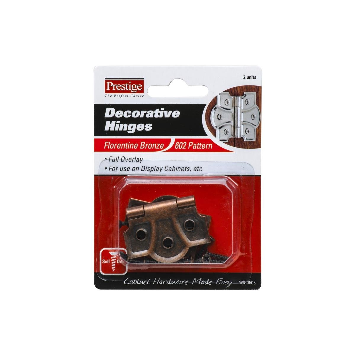 Prestige 45mm Florentine Bronze 602 Pattern Decorative Butt Hinges - 2 Pack