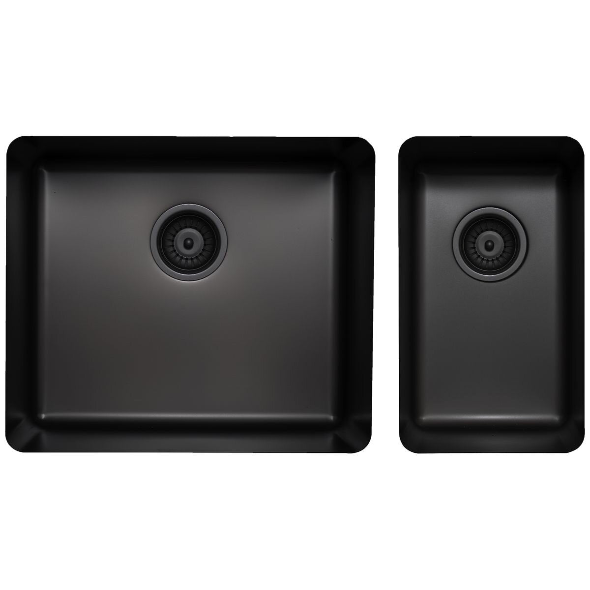 Titan kitchen sink - main bowl plus smaller bowl, black stainless steel, 18/10 grade - TSBS5228
