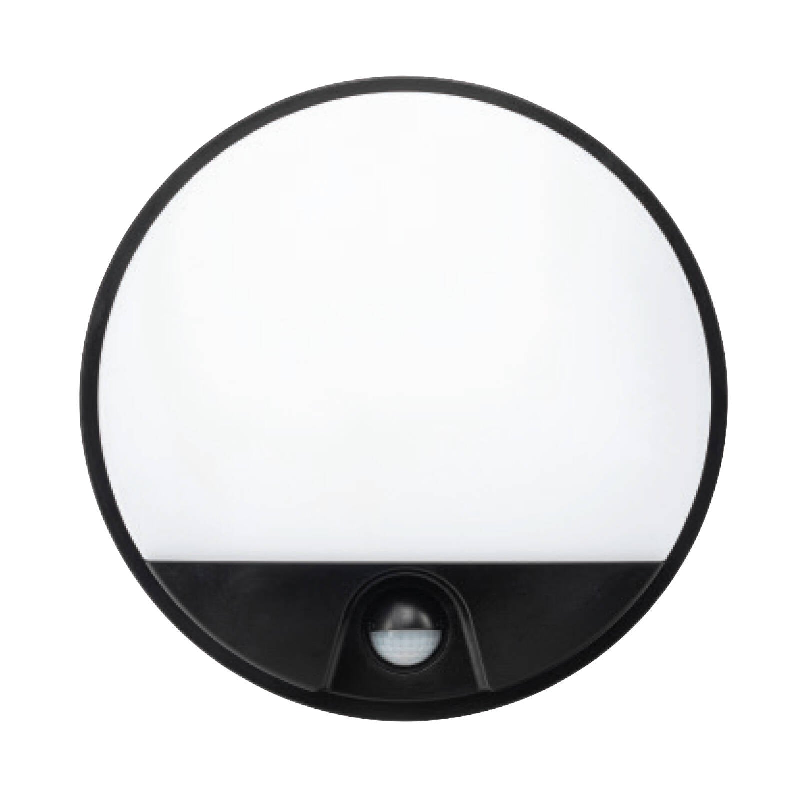 Brilliant 10W Alston Black Slimline Round Bunker Sensor Light Outdoor 21302/06