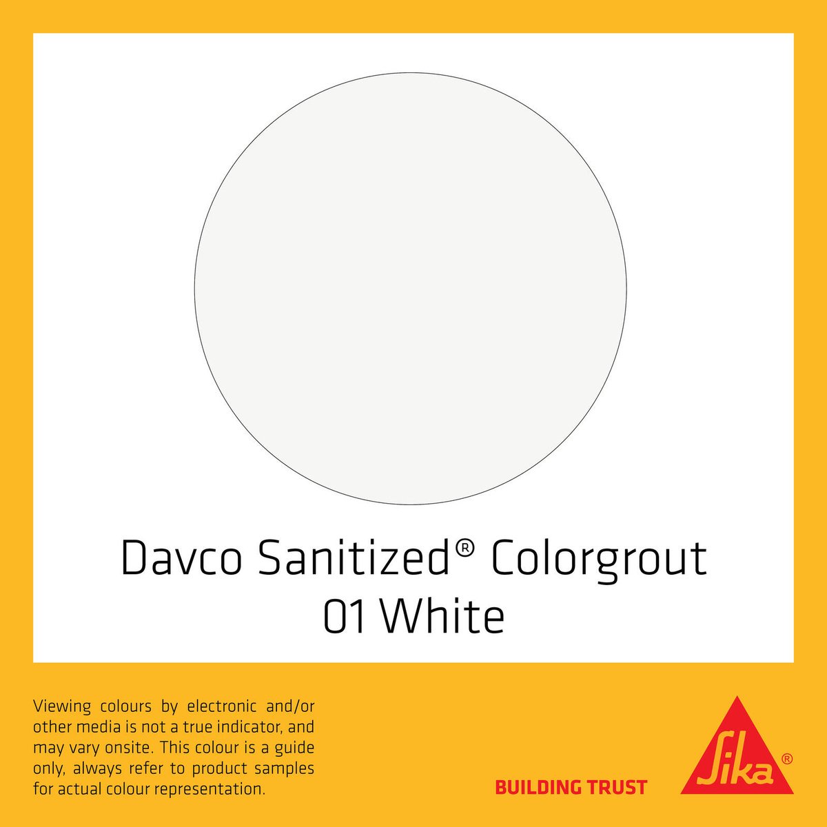 Davco 1.5kg White #01 Sanitized Colourgrout - Cement Based, Mould Resistant, Wall & Floor