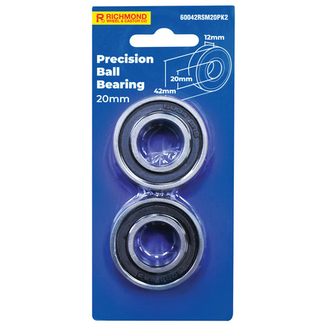 Richmond 42 x 20 x 12mm Chrome Steel Rubber Sealed Bearing - 2 Pack