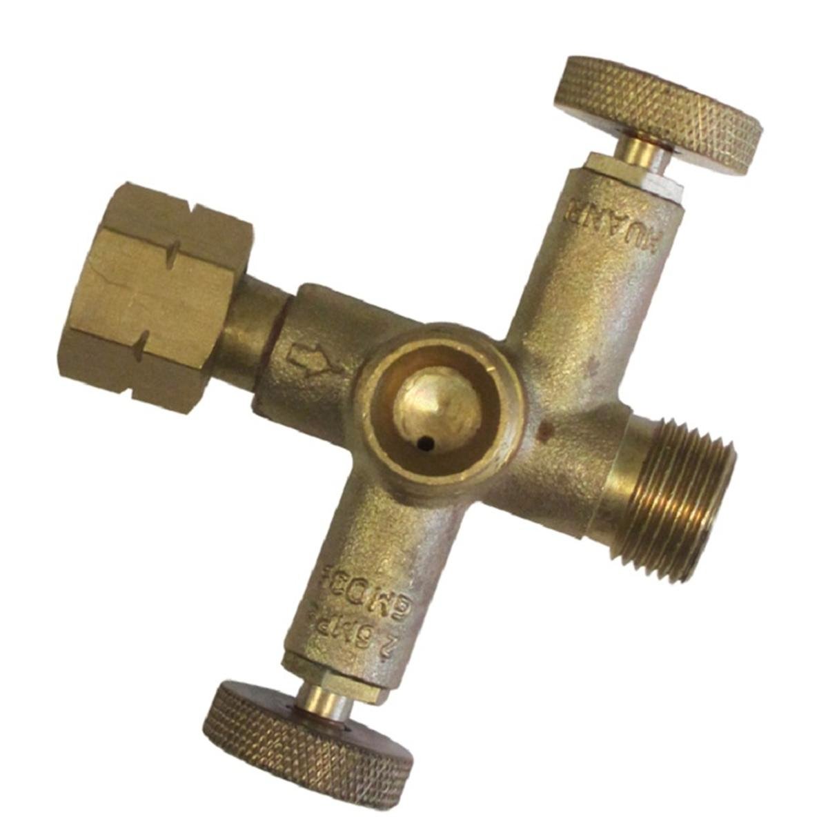 Gasmate Brass 2 Way Valve Gas Fitting 3/8" BSP Screw Connected