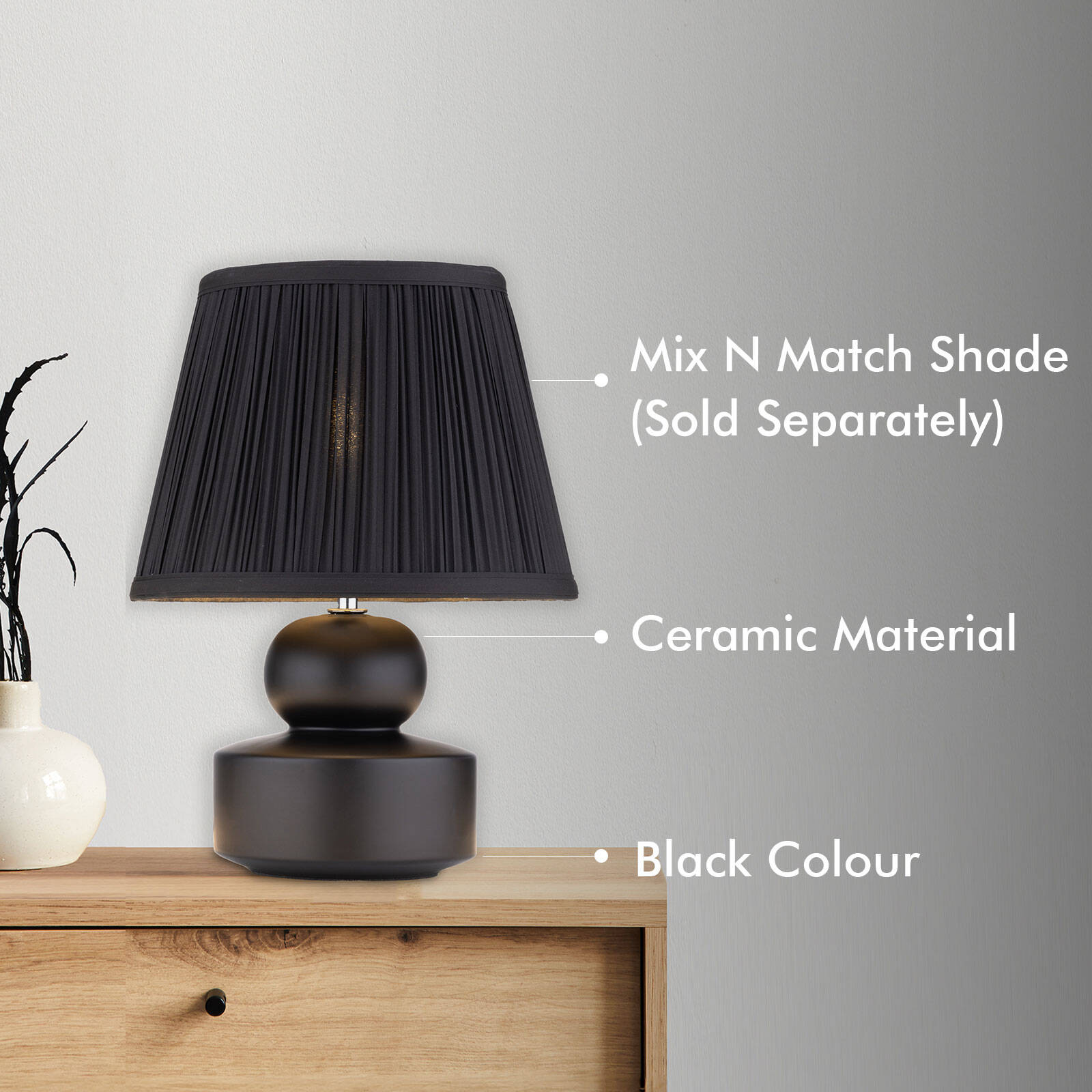 Verve Design Kiki Ceramic Lamp Base E14 AM018BK