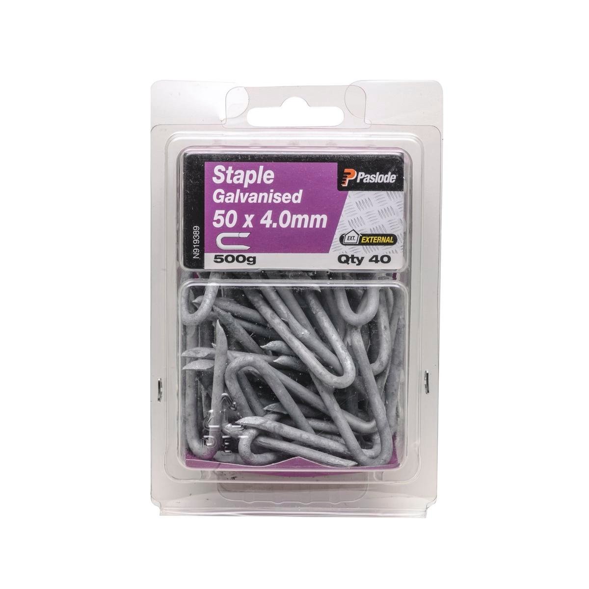 Paslode 50 x 4mm 500g Galvanised Steel Staple Nails - 40 Pack