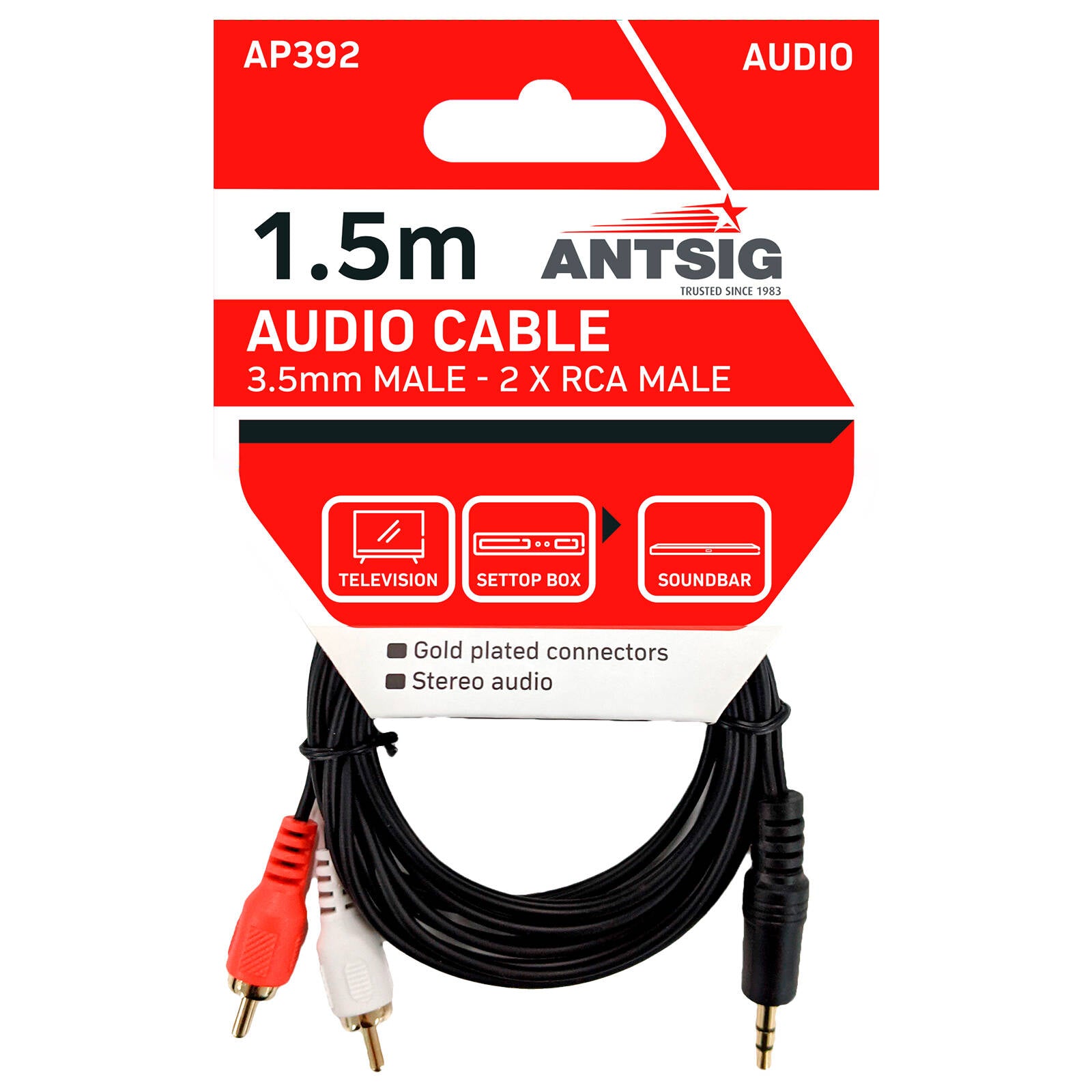 Antsig 1.5m 3.5mm AUX to RCA Cable