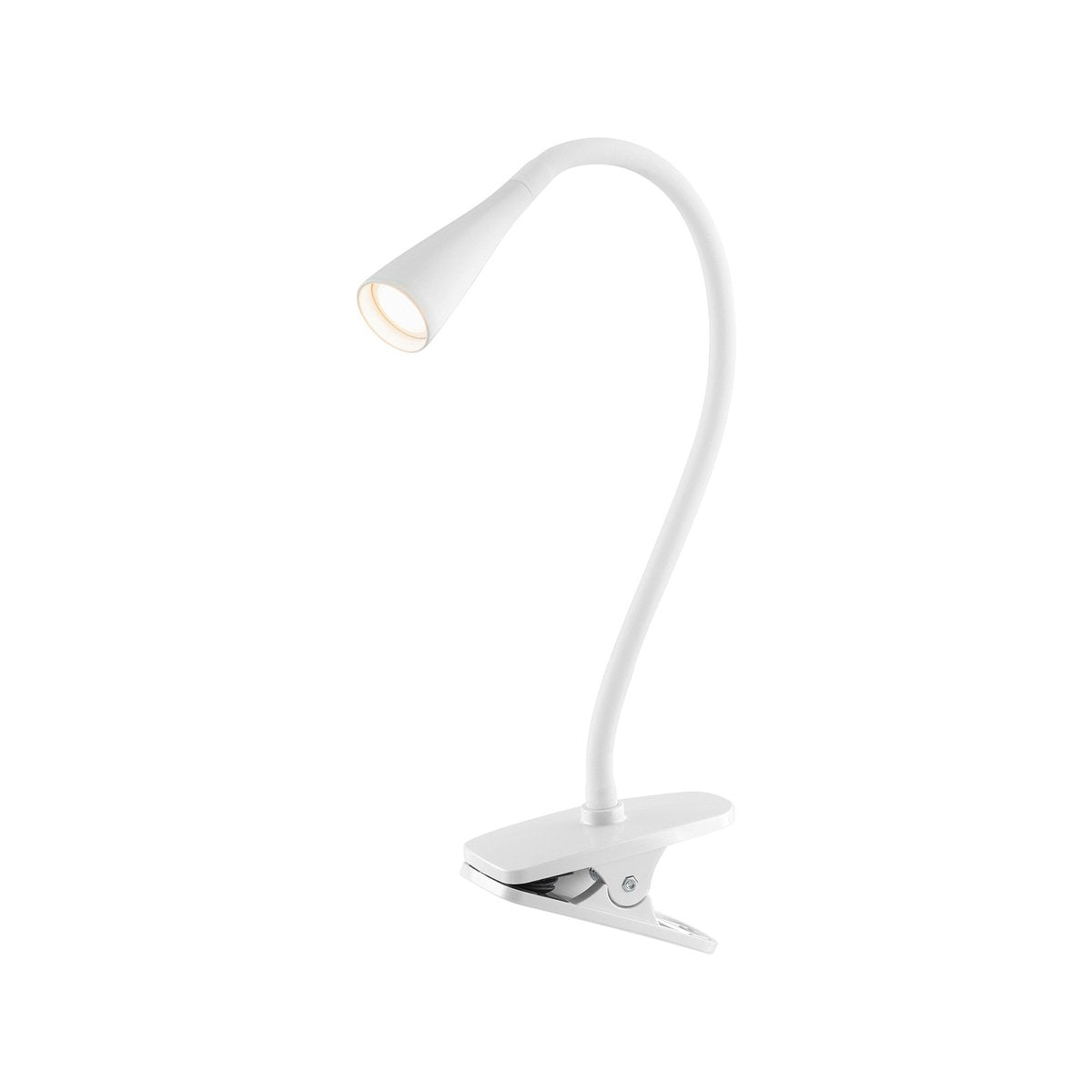 Verve Design Dale 225mm LED Gooseneck Clip Lamp ATL103WH, 5W Adjustable Clamp Lamp, White