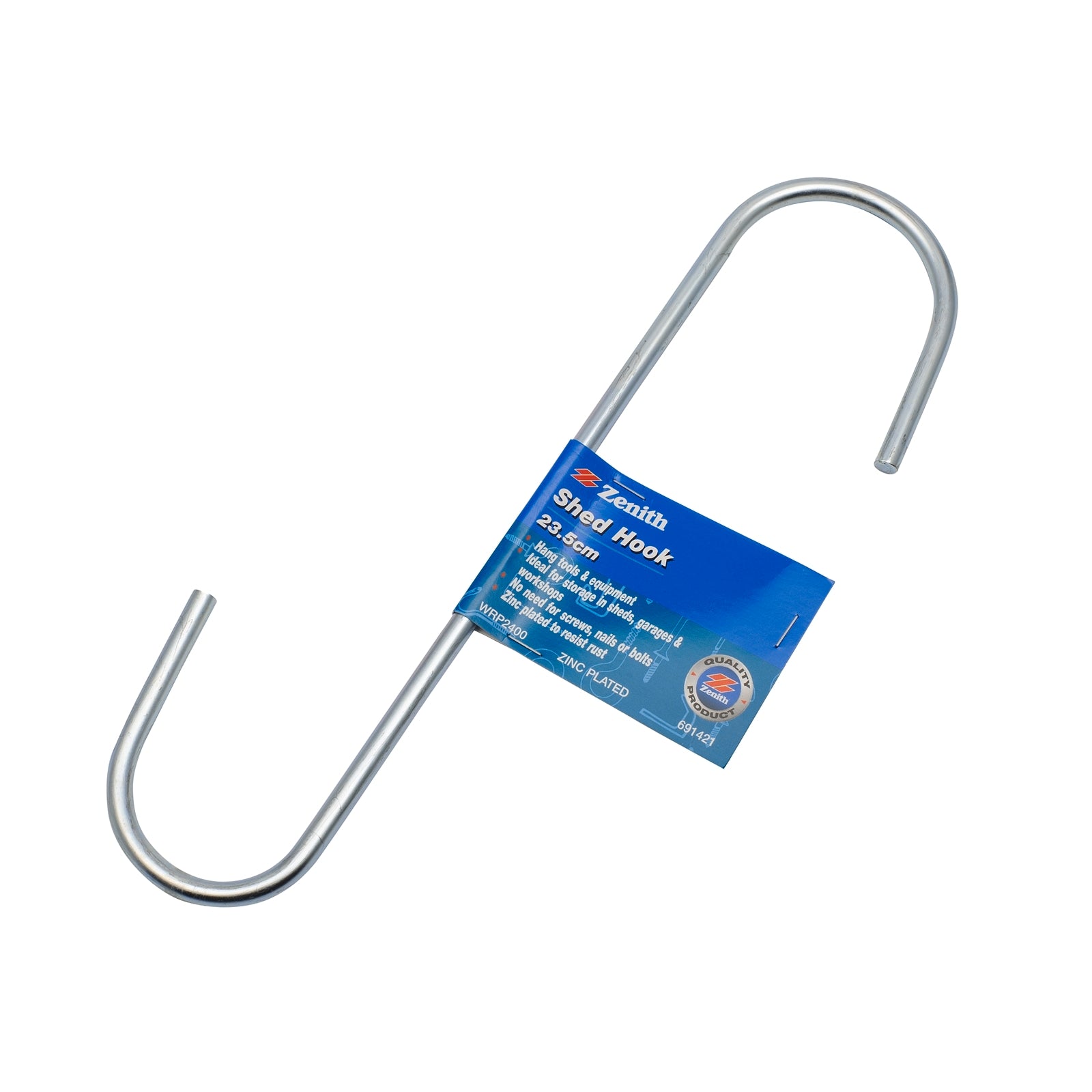 Zenith 23.5cm Zinc Plated Round Shed Hook, Steel, 1 Pack