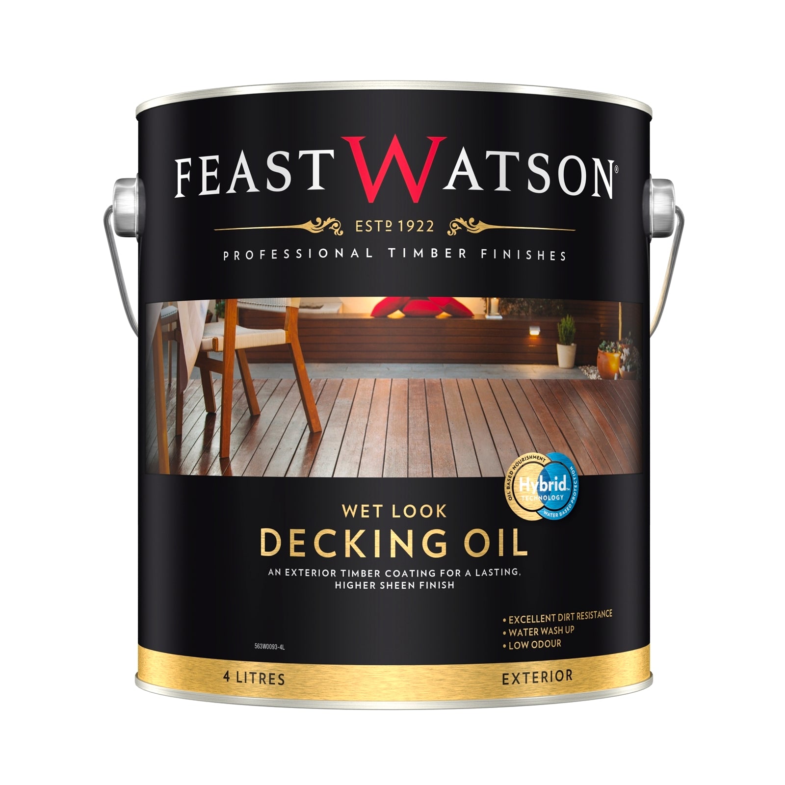 Feast Watson Wet Look Decking Oil 4L - Water Based, UV Resistant, Waterproof Clear Decking Oil