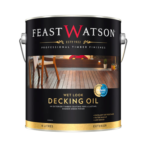 Feast Watson Wet Look Decking Oil 4L - Water Based, UV Resistant, Waterproof Clear Decking Oil