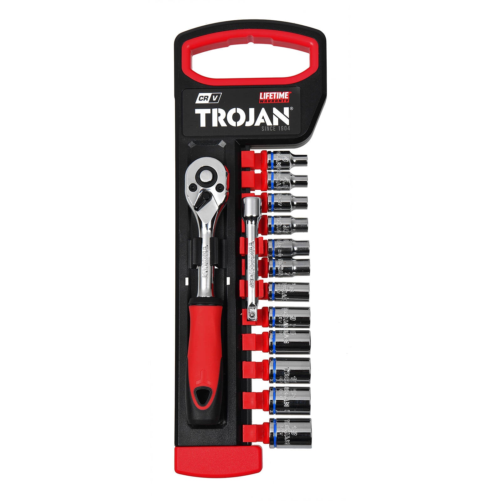 Trojan 14 Piece 1/4" Drive Metric Socket Set, Chrome Vanadium 12 Point
