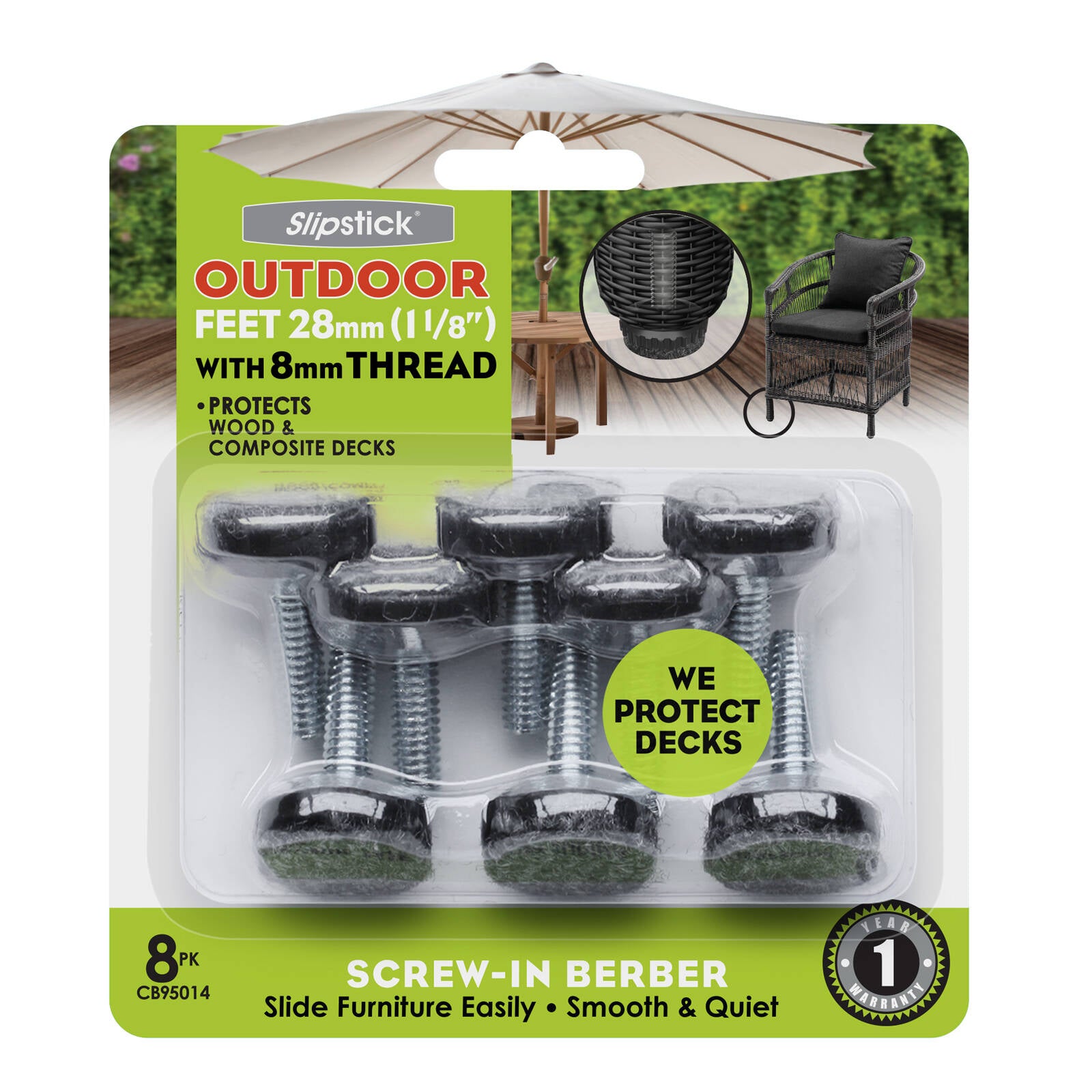 Slipstick 28mm Clear Outdoor Screw-in Berber Furniture Floor Protector M8 Thread