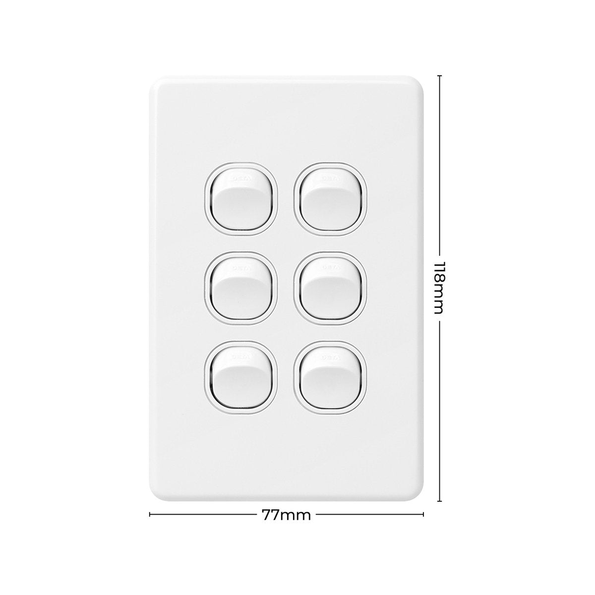 Deta Vertical X6 Six Switch - Polycarbonate - Classic Design - 16A - SuperSaverAU - view 4