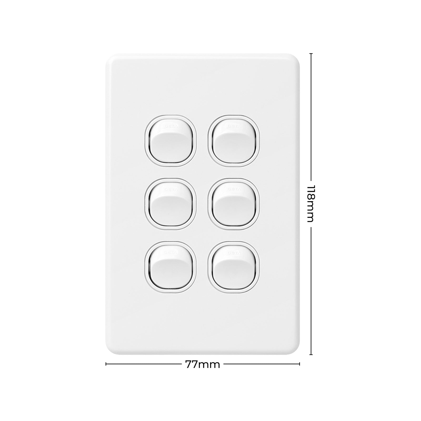 DETA X6 Six Vertical Switch 6 Gang White Polycarbonate 10A 240V