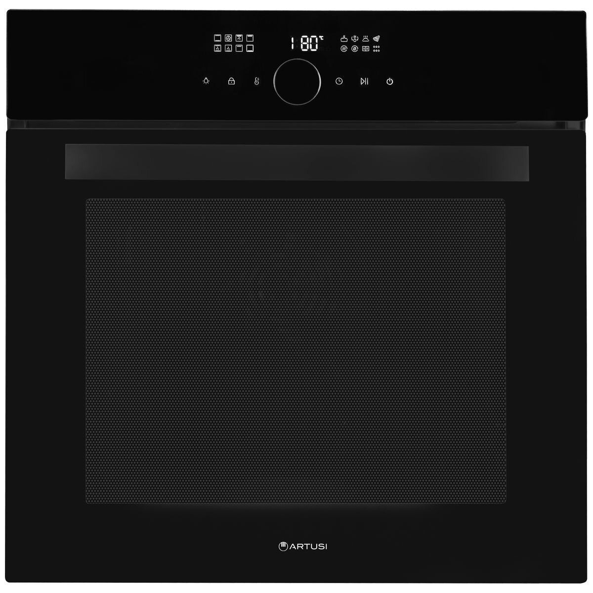 Artusi 60cm Electric Built-In Air Fry Oven - 76L, Black Glass, 12 Functions, Triple Glazed - CAO611B