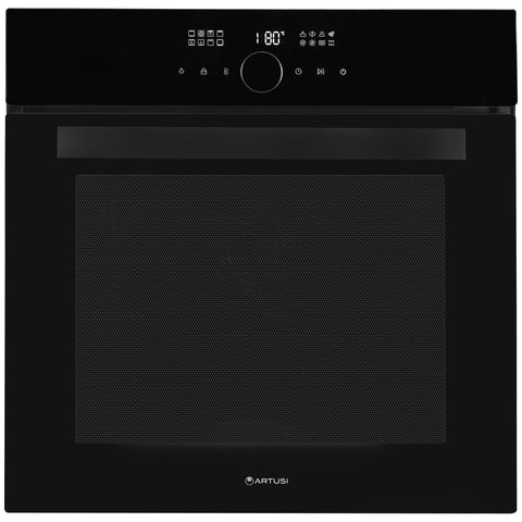 Artusi 60cm Electric Built-In Air Fry Oven - 76L, Black Glass, 12 Functions, Triple Glazed - CAO611B