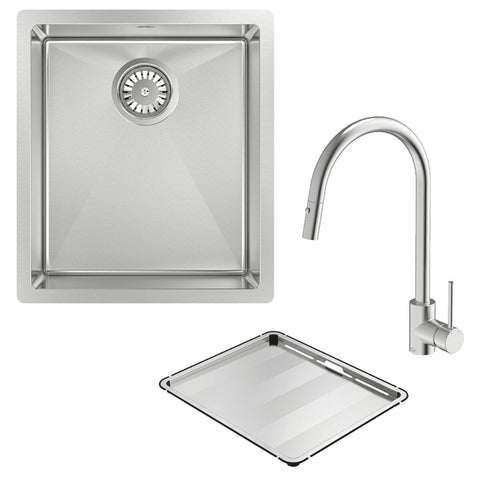 Abey Alfresco 340 Single Bowl Sink Pack - 316 Stainless Steel with Pull Out Mixer Tap - FRA340T15