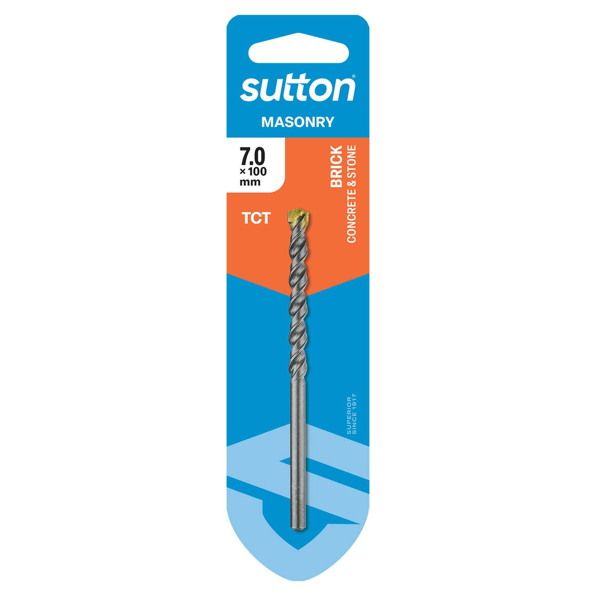 Sutton Tools 7 x 100mm SF TCT Masonry Drill Bit, Carbide Tip, 100mm Drilling Depth