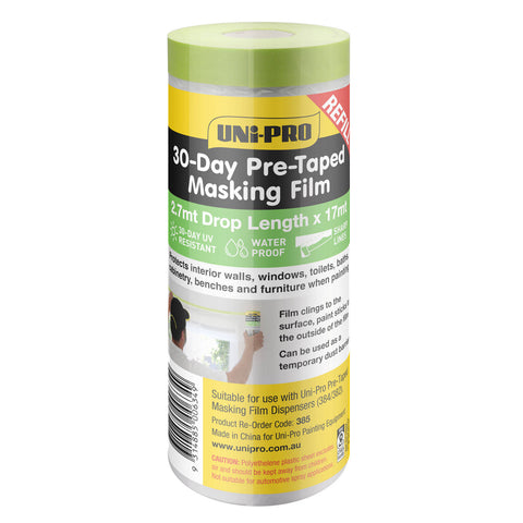 UNi-PRO 2700mm x 17m 30-Day Pre-Taped Masking Tape and Film Refill