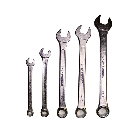Craftright 5 Piece Combination Spanner Set, 8-17mm, Chrome Plated Steel, Open & Ring End
