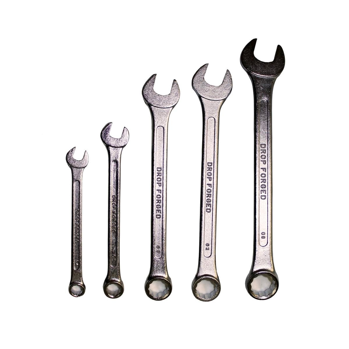 Craftright 5 Piece Combination Spanner Set, 8-17mm, Chrome Plated Steel, Open & Ring End