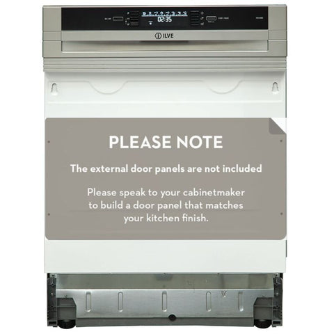 ILVE 60cm semi-integrated dishwasher - 15 place settings, 8 programs, half load option - IVDSI400X