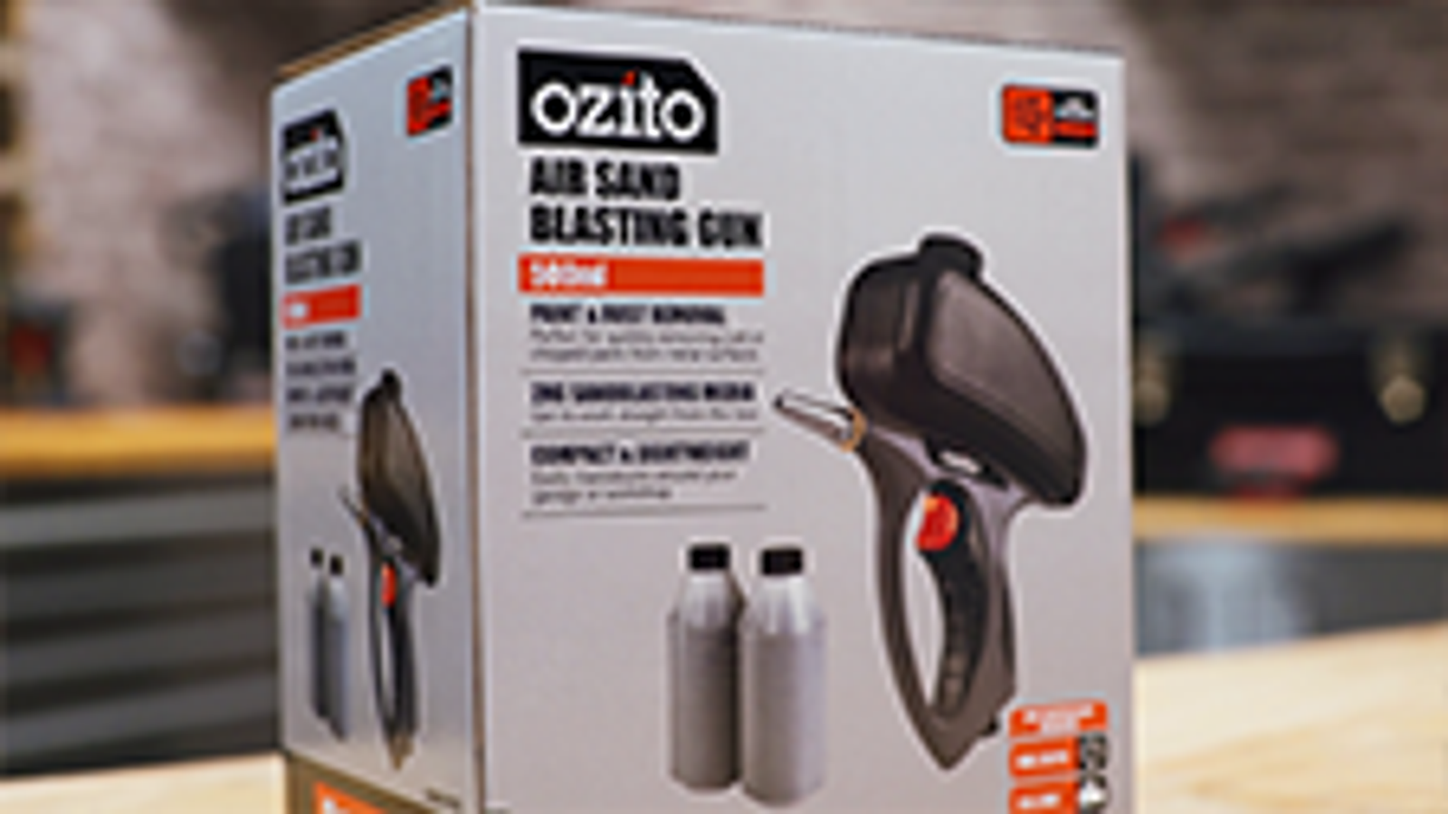 Ozito 500ml Air Sand Blasting Gun ASBG-PRO, with 2kg Blasting Media, Plastic and Metal
