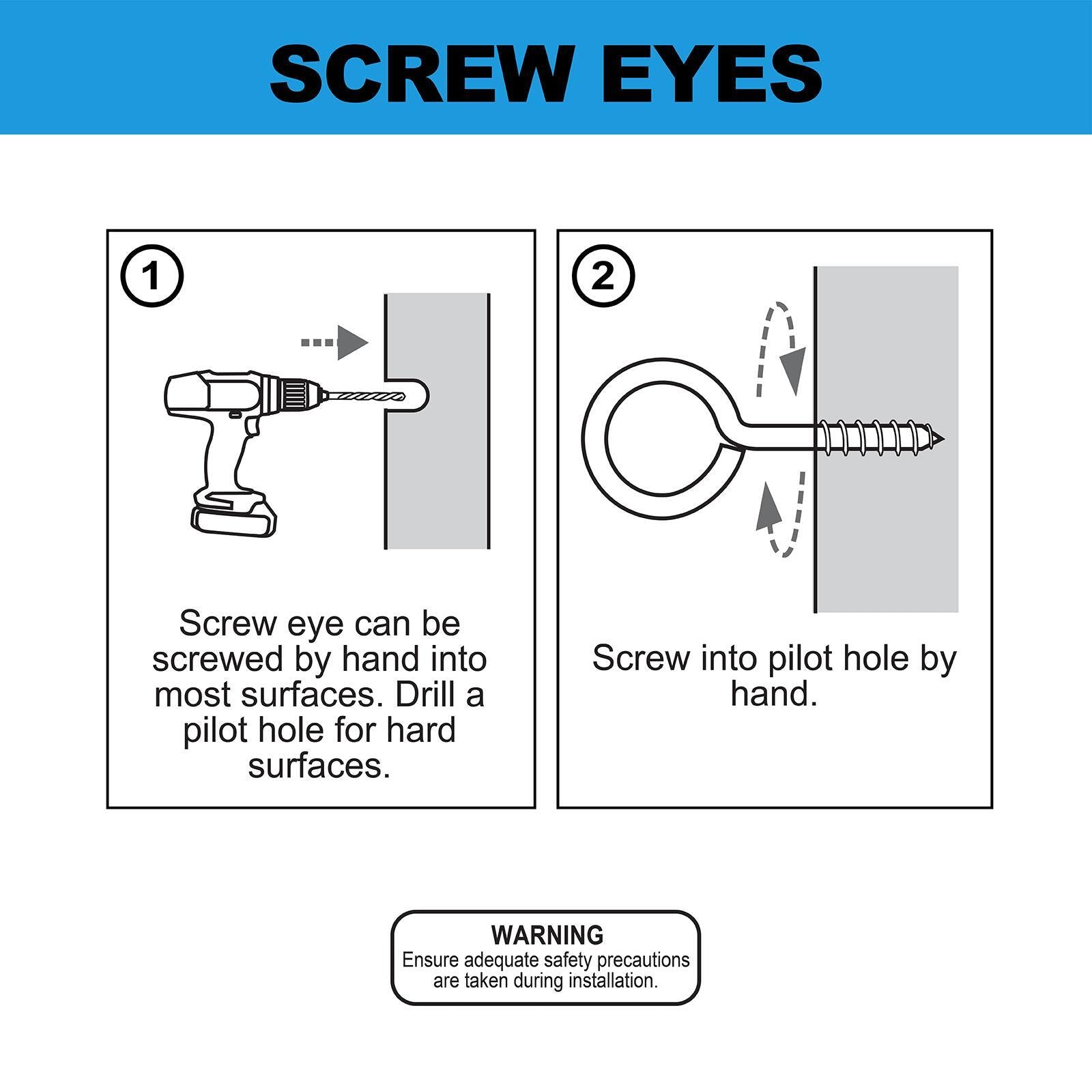 Everhang 7mm Nickel Plated Steel Screw Eye Hook - 100 Pack