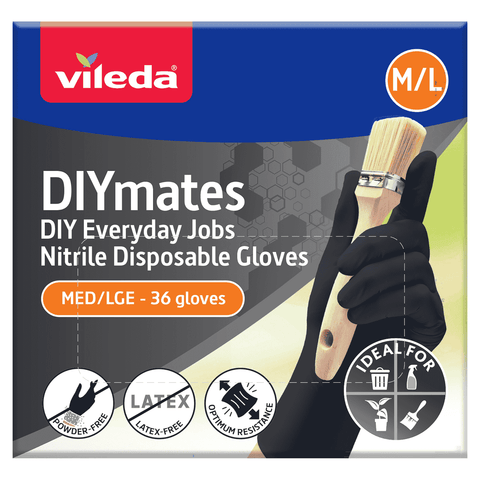 Vileda Ansell WORKmates Nitrile Disposable Gloves Medium/Large - 36 Pack